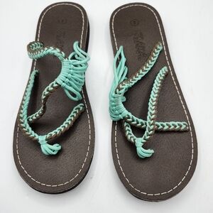 Elegant Brown and Teal Women's Sandals